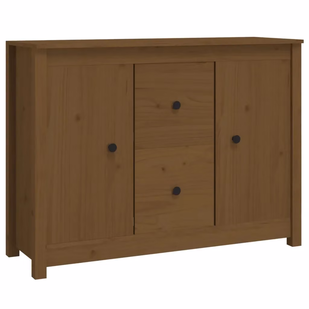 Credenza vidaXL in legno massello di pino marrone per sala da pranzo L: 100 cm, P: 35 cm, H: 74 cm – 2