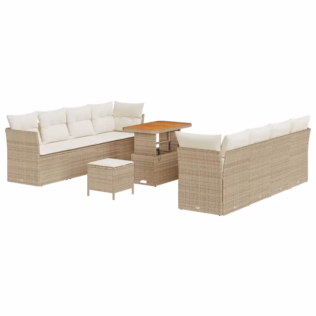 Set Divano da Giardino vidaXL 11 pz Beige con Cuscini e Struttura in Acciaio Verniciato a Polvere – 2