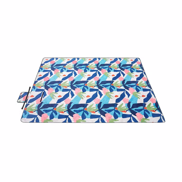 Coperta Picnic Lavabile in Lavatrice con Strato Impermeabile, Motivo Felci Multicolore / 200 x 300 cm