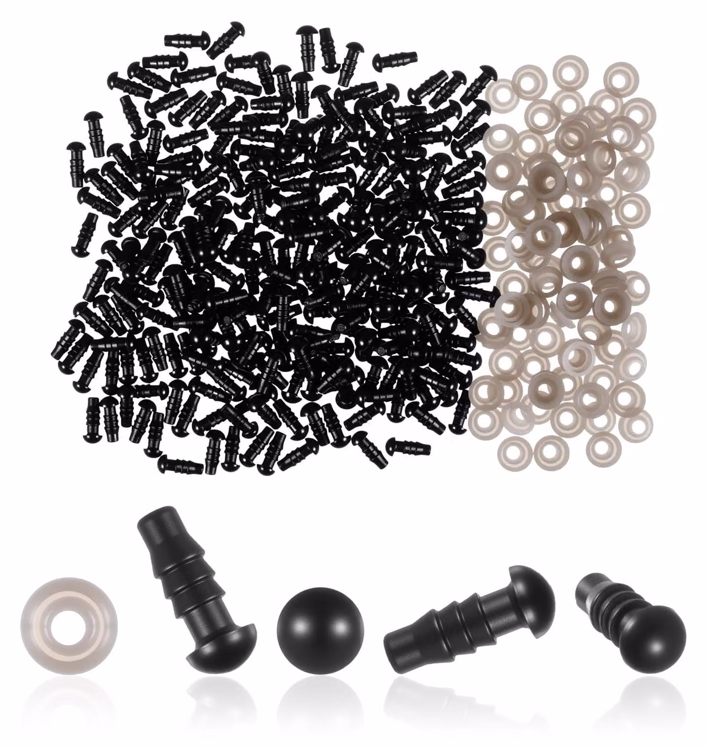 Occhi di sicurezza, 5+6 mm, 300 pezzi, neri, per peluche