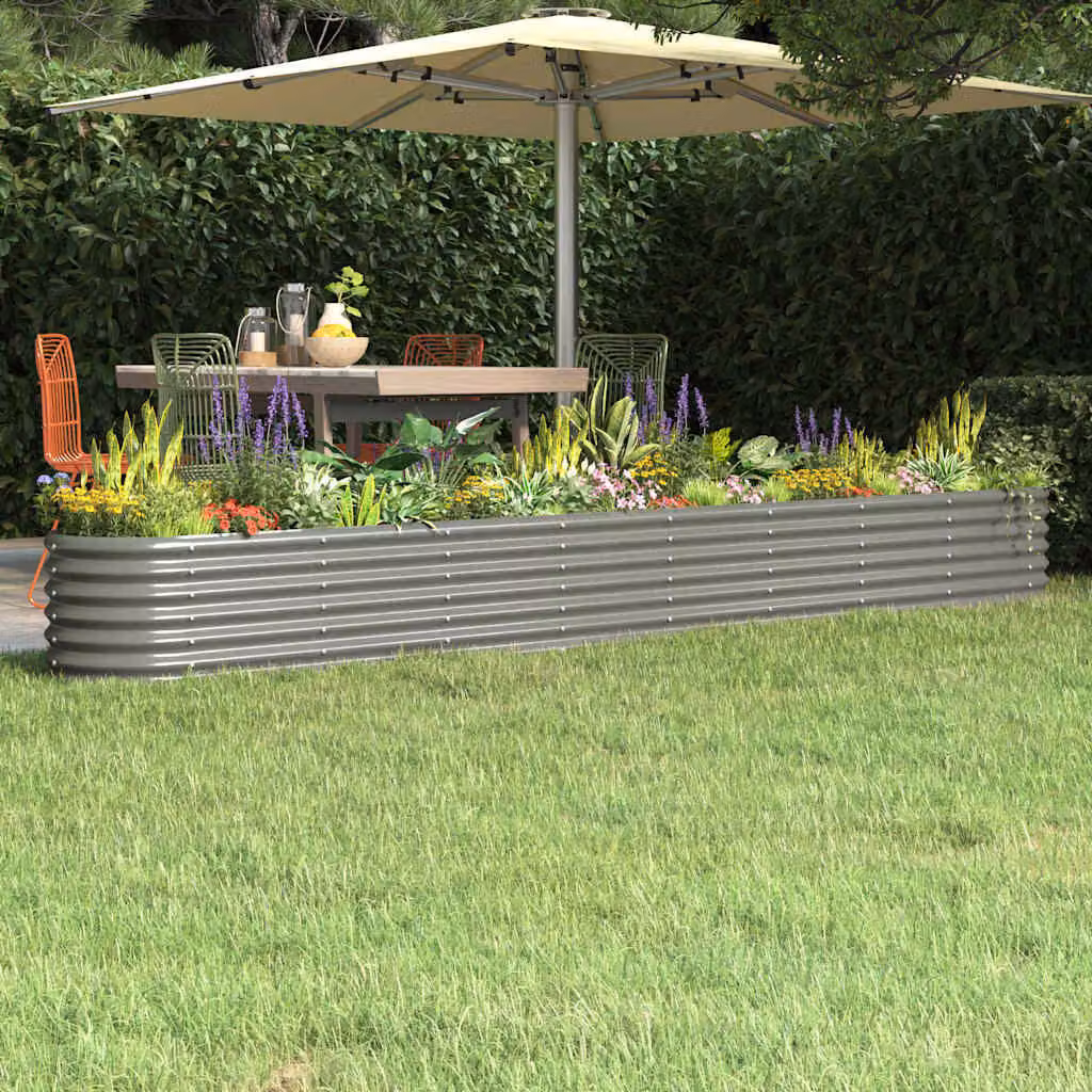 Letto rialzato da giardino vidaXL in acciaio zincato grigio L: 332 cm, P: 40 cm, H: 36 cm