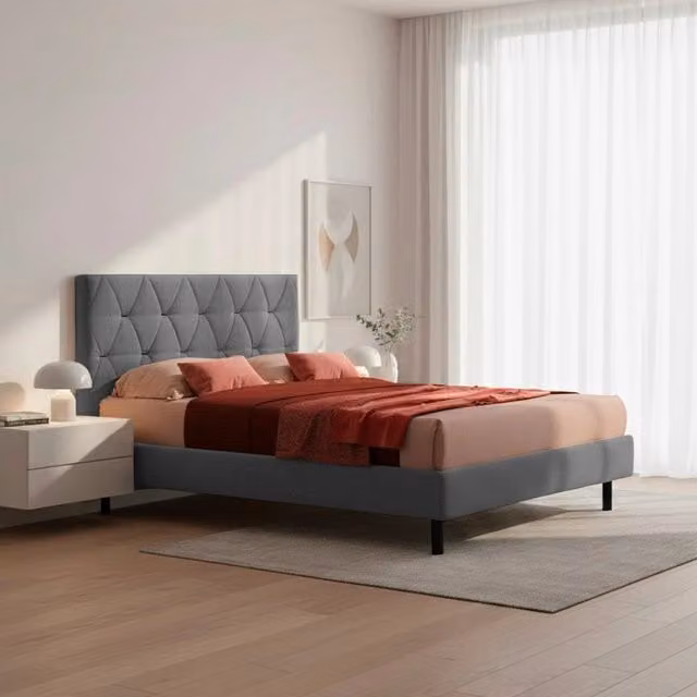 Letto matrimoniale contenitore Cody EFFEZETA ITALIA con testiera trapuntata in tessuto grigio L: 160 cm, P: 200 cm, H: 117 cm