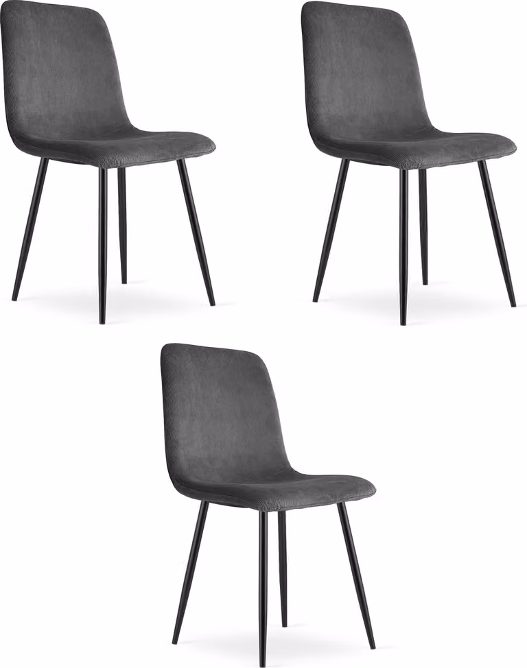 Sedia RIFT - velluto a coste grigio / gambe nere x 3