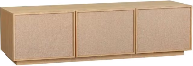 Mobile TV moderno SWEEEK in legno e plastica marrone con 3 ante, L: 180 cm, P: 45 cm, H: 43 cm