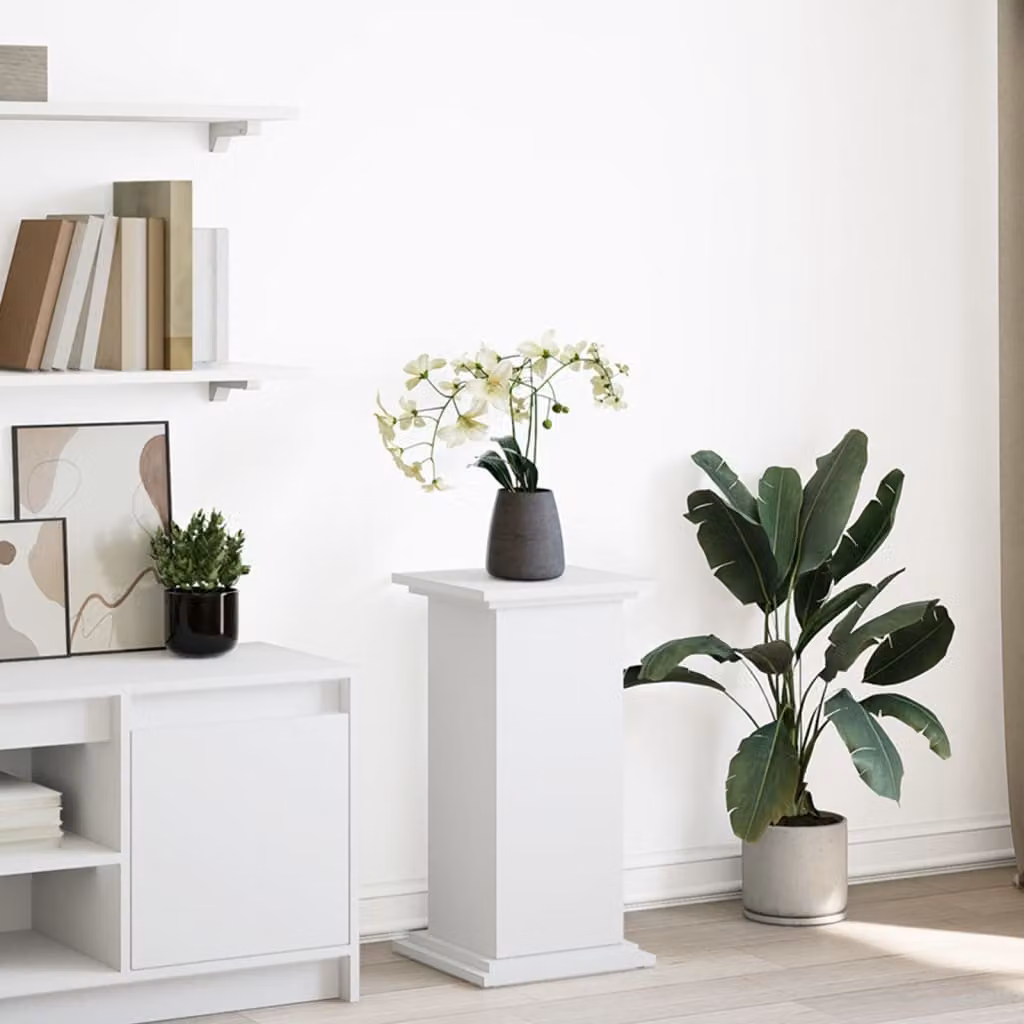 vidaXL Supporto Espositivo Portaoggetti Bianco in MDF con Finitura Opaca L/P/H: 31 x 30 x 60 cm