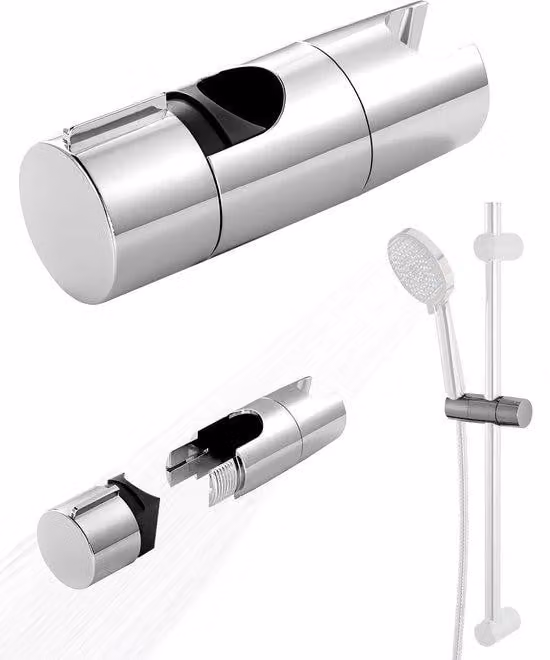 Ibenzoa® Supporto regolabile e girevole per soffione doccia, adatto a tubi doccia con diametro da 19 a 25 mm – realizzato in ABS cromato, con guarnizioni in resina, montaggio senza utensili e senza foratura