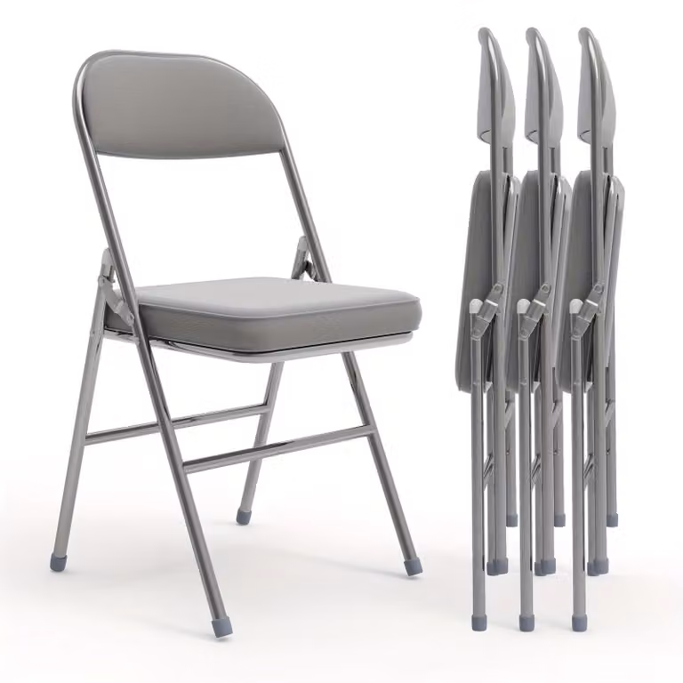 Set di 4 sedie da pranzo in ecopelle, con gambe cromate, impilabili, adatte per l'ufficio e per eventi