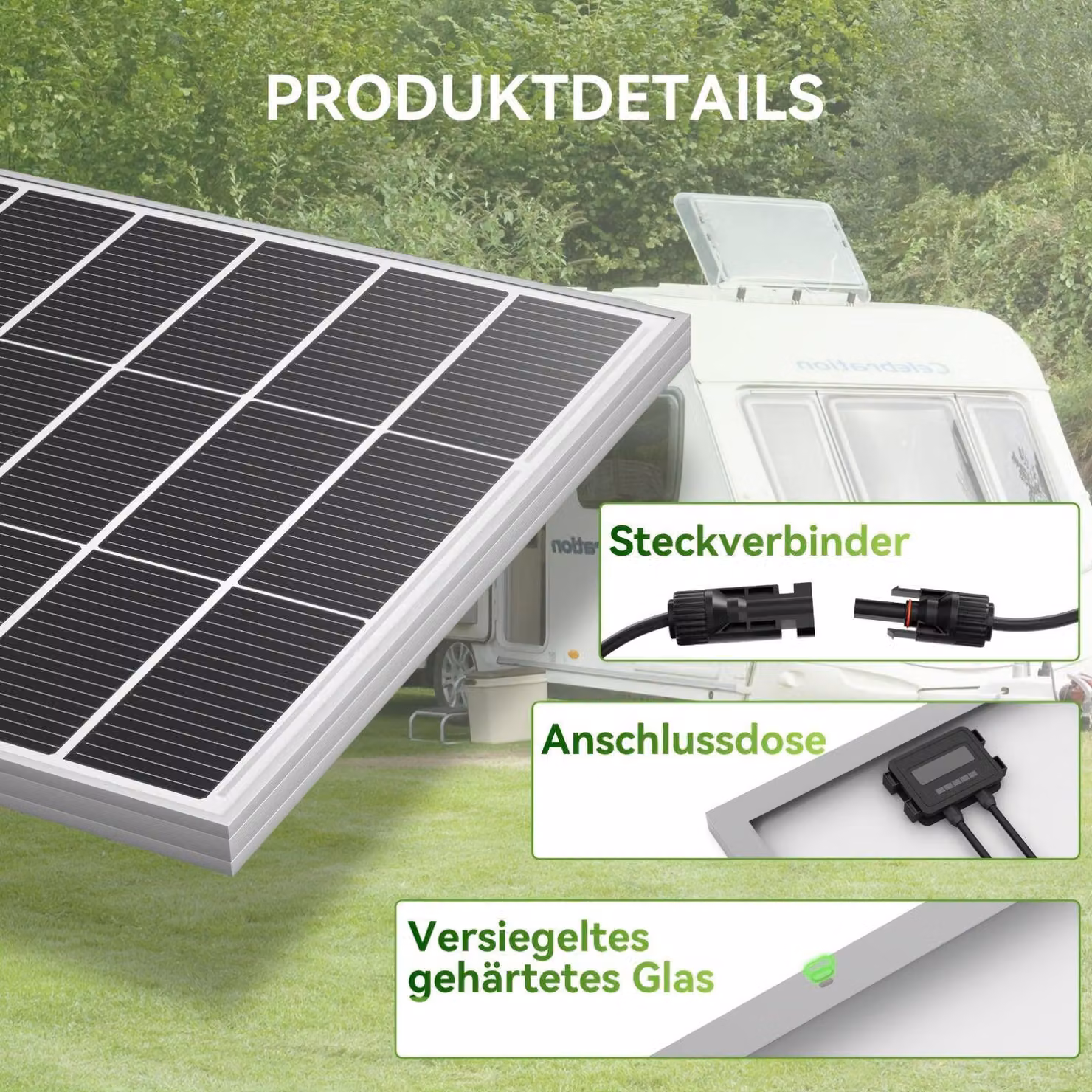 Pannello solare da 200W - Pannello solare - Pannello monocristallino - Cella solare - Pannello solare per camper - Alta efficienza