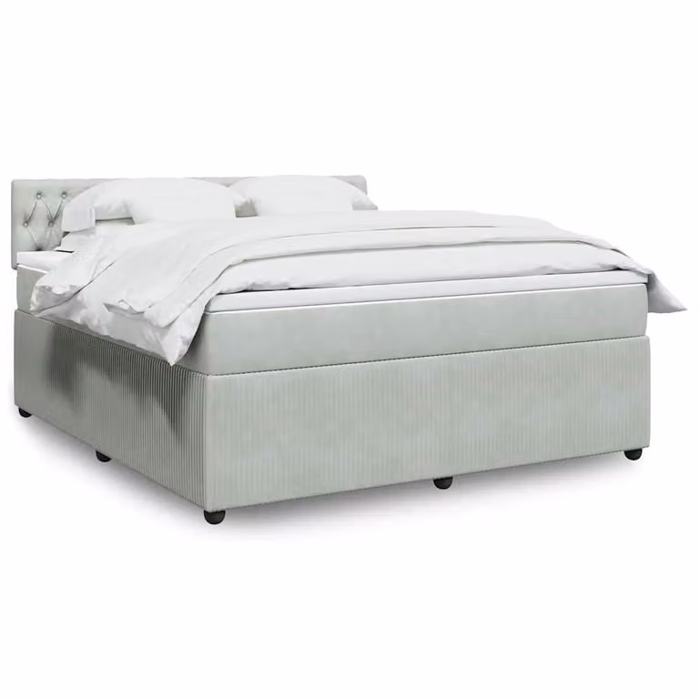vidaXL Giroletto a Molle con Materasso Ibrido in Velluto Grigio e Bianco L/P: 180 x 200 cm