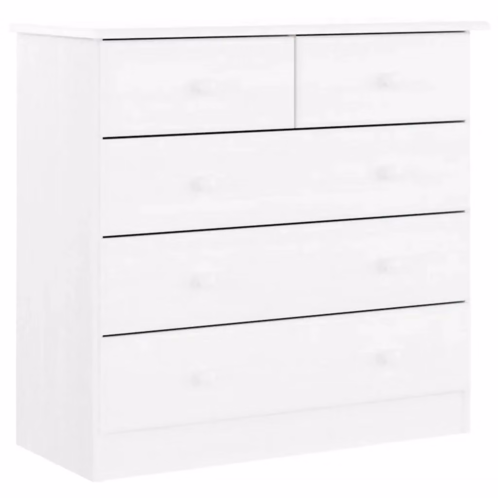 Cassettiera bianca in legno massello di pino vidaXL L: 77 cm, P: 35 cm, H: 73 cm – 2