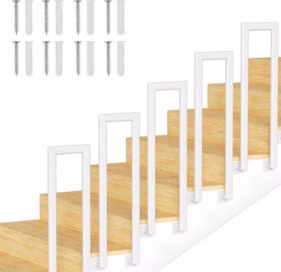 Corrimano ellittico in ferro da 100 cm, bianco, per interni ed esterni
