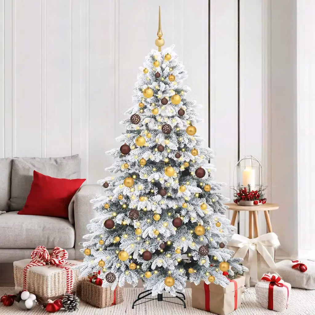 Albero di Natale artificiale bianco vidaXL con 300 LED bianco caldo, Altezza: 180 cm, in PE e PVC