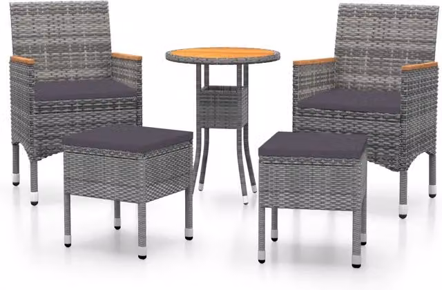 Set Divani da Giardino 5 pz | Set Salotto da Giardino in Polyrattan Grigio