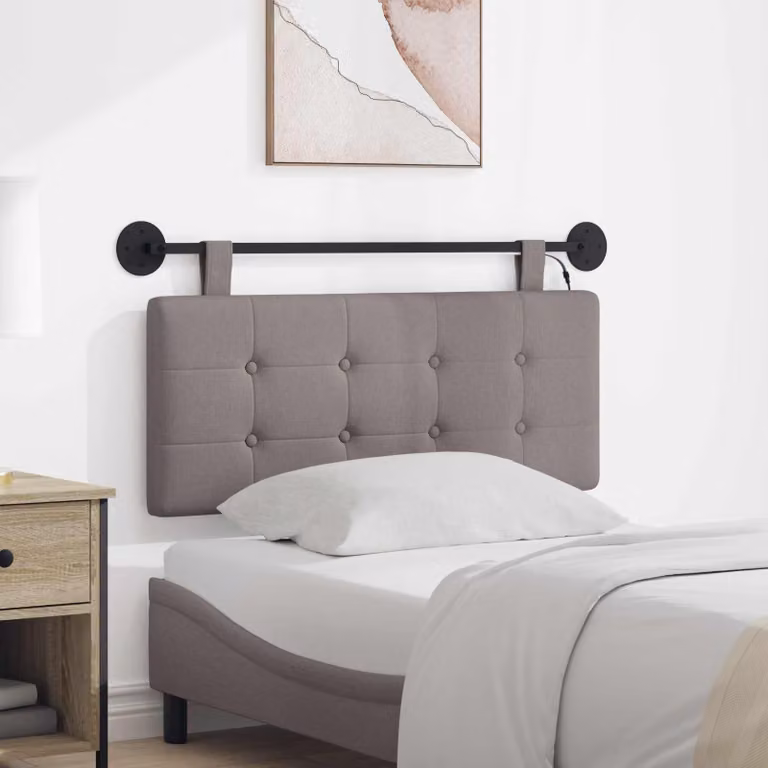 Testiera del letto sospesa vidaXL in tessuto con illuminazione integrata, colore tortora/grigio/beige, L: 110 cm, H: 55 cm, P: 5 cm
