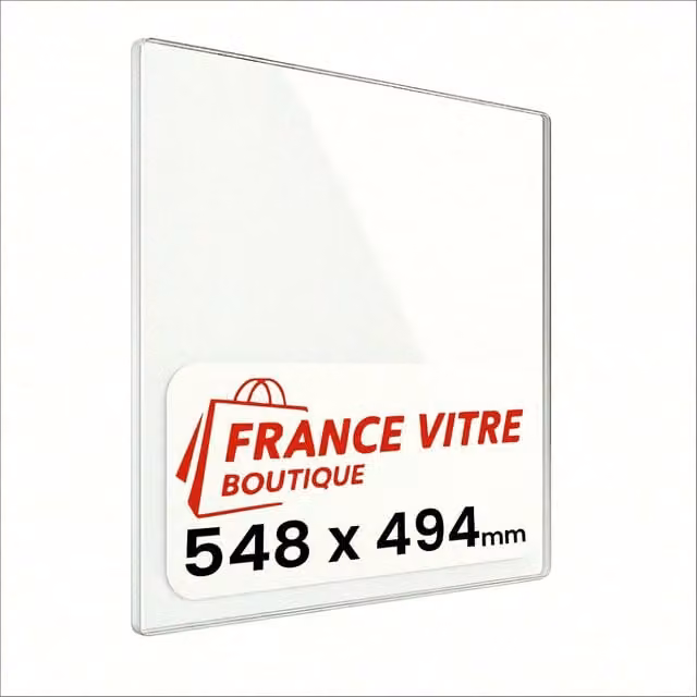 548 x 494 x 4 mm - Vetro per stufa a legna - vetro camino di ricambio - vetro per caminetto resistente al fuoco - France Vitre