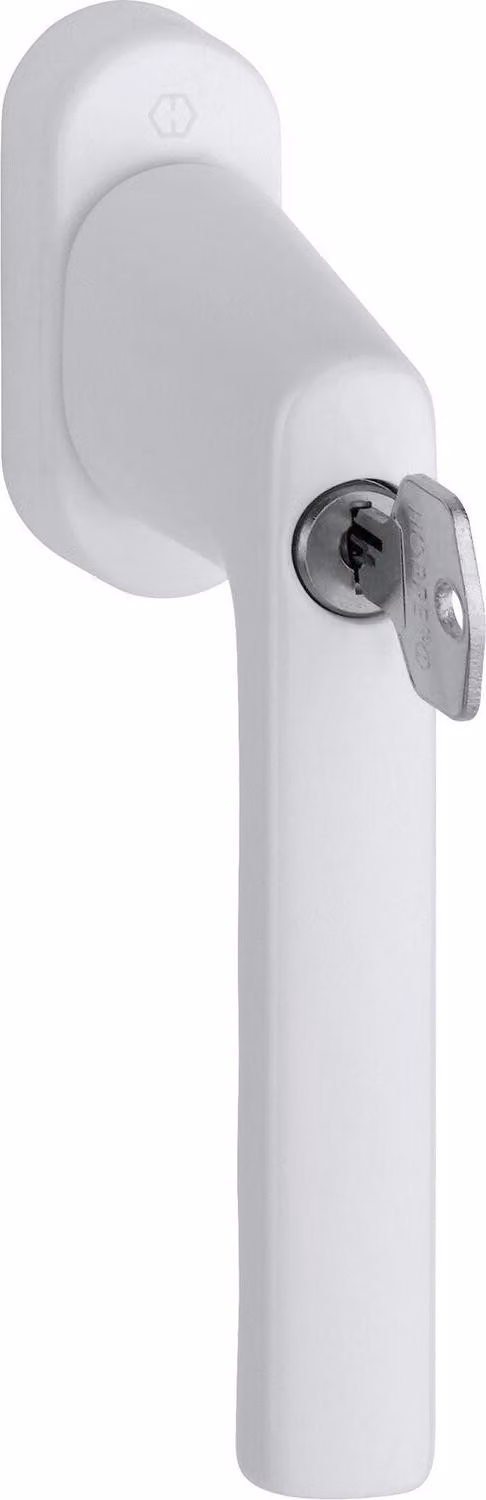 Maniglia per finestra Hamburg 0700LS/U26 100NM Alu.F9016 bianco traffico 32-42mm bloccabile.