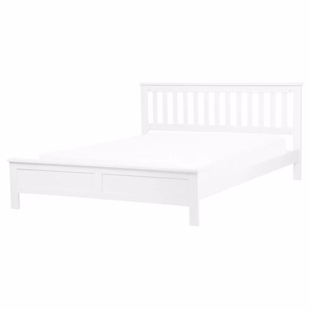 Letto Beliani in legno di pino bianco laccato in stile scandinavo L: 160 cm, P: 200 cm – 2