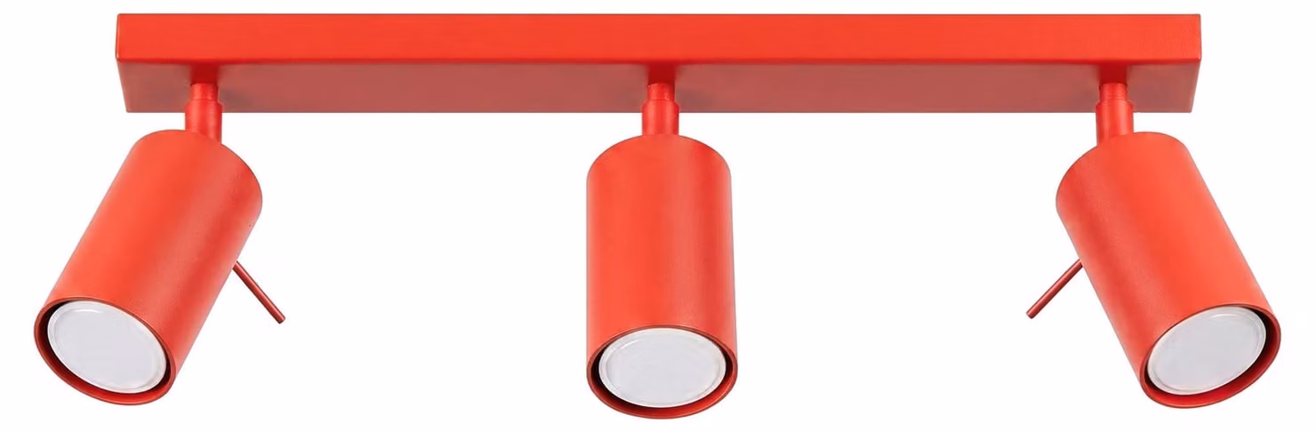 Plafoniera RING 3L rossa 3xGU10 10W in acciaio 16x6x45 cm Sollux Lighting
