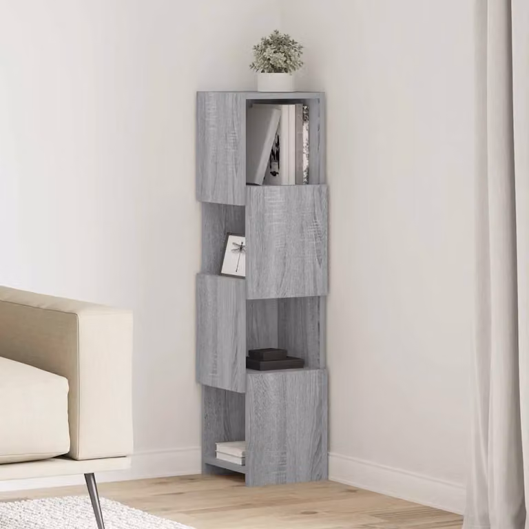 Mobile angolare vidaXL in legno ingegnerizzato grigio L: 25,5 cm, P: 25 cm, H: 102 cm