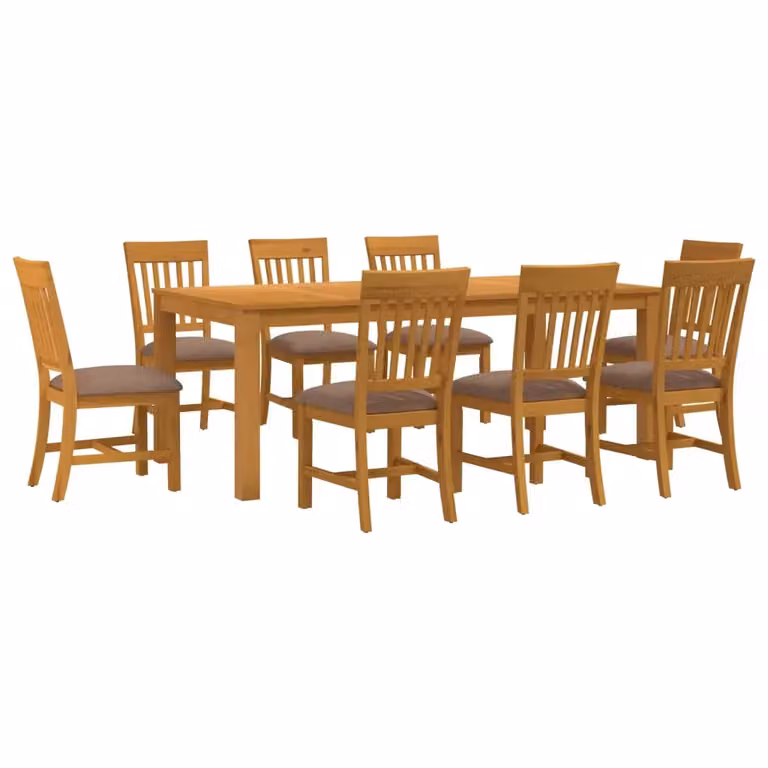 Set da pranzo moderno vidaXL in legno di quercia composto da tavolo rettangolare e 9 sedie, colori grigio e marrone