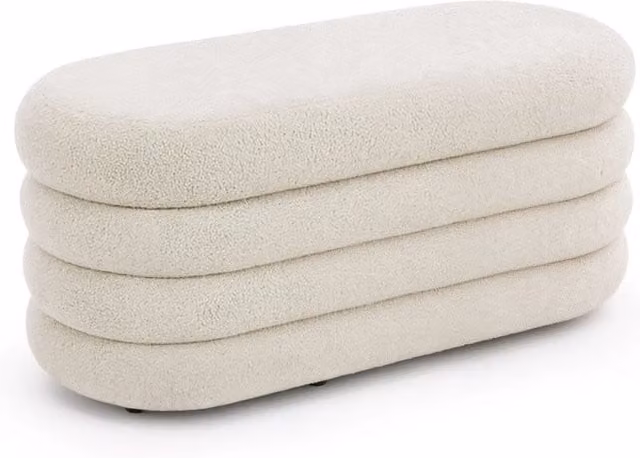 Panca imbottita con contenitore PUFFO Akord Furniture Factory in tessuto teddy bianco