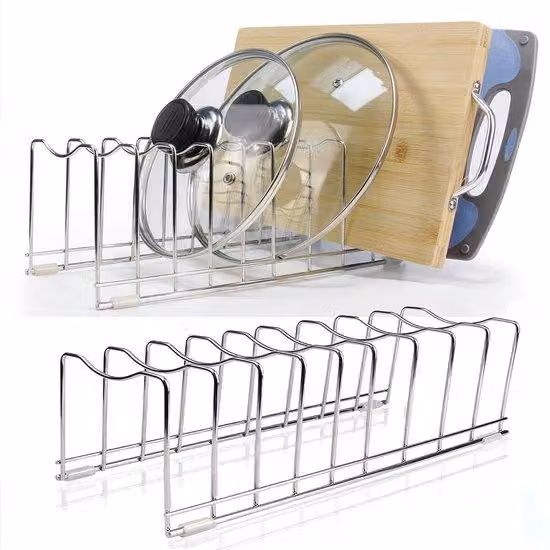 Organizzatore per coperchi in acciaio inossidabile con 9 scomparti - Antiscivolo - Elevata capacità di carico - Design resistente e duraturo