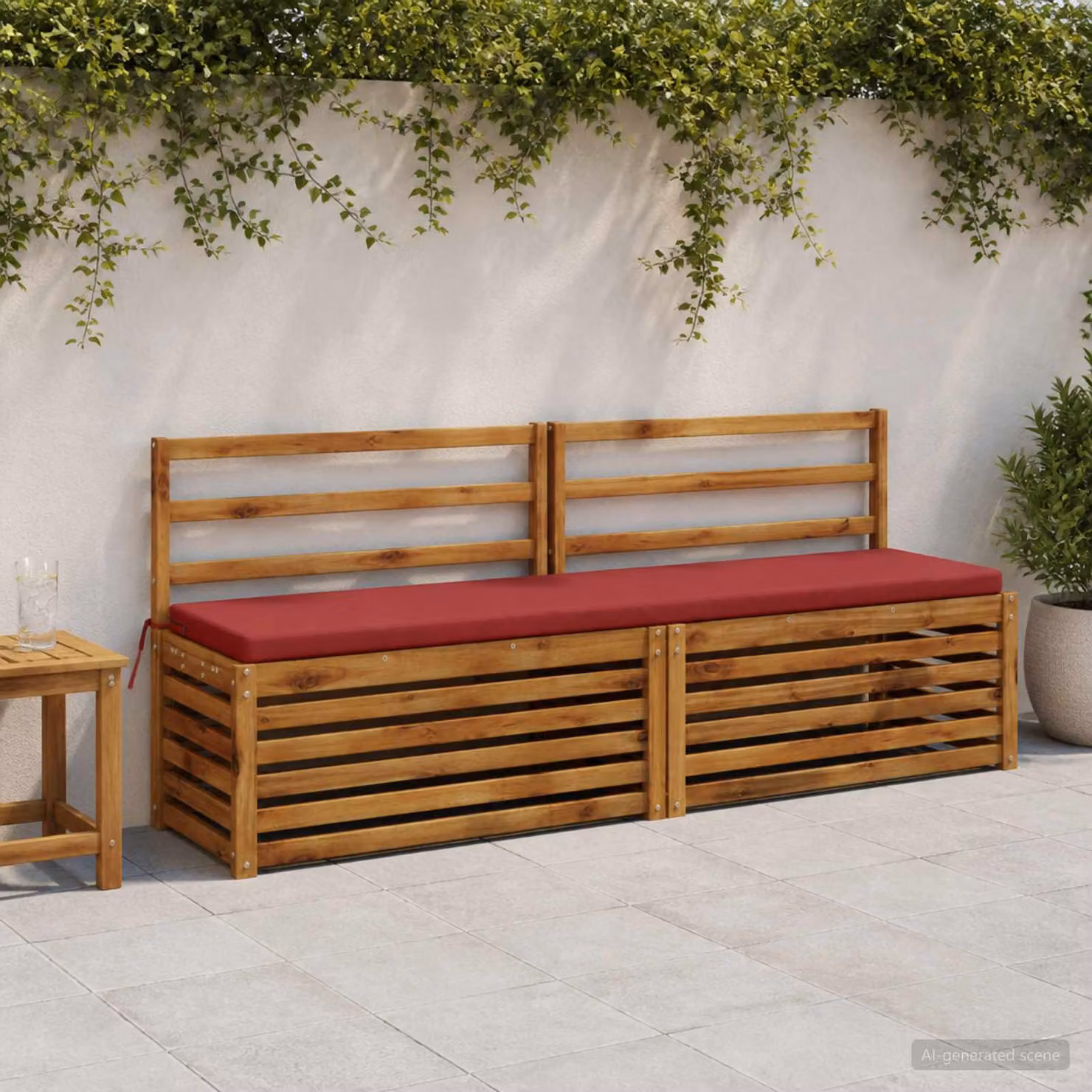 Set di 2 cuscini per panchina vidaXL in poliestere rosso con imbottitura in schiuma e coperture rimovibili lavabili