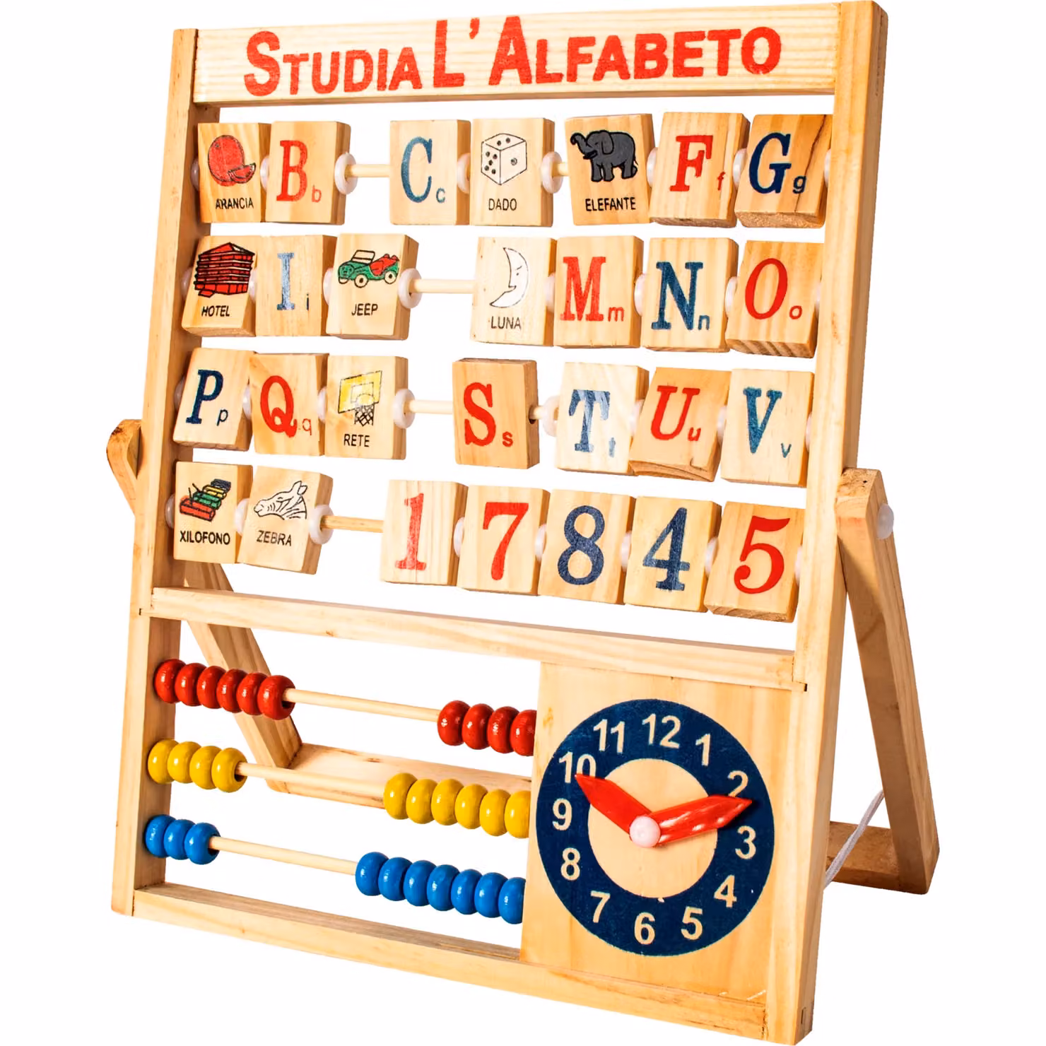 Abaco in legno multicolore TU GIOCHI per imparare la matematica e la logica dai 5 anni in su