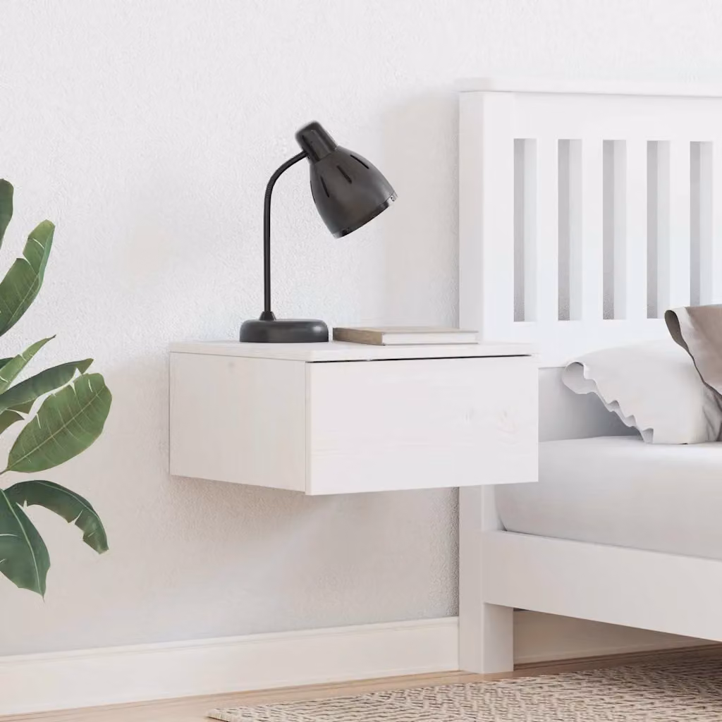 Set di 2 comodini vidaXL in legno di pino massello bianco opaco L 37 cm x P 35 cm x H 18,5 cm