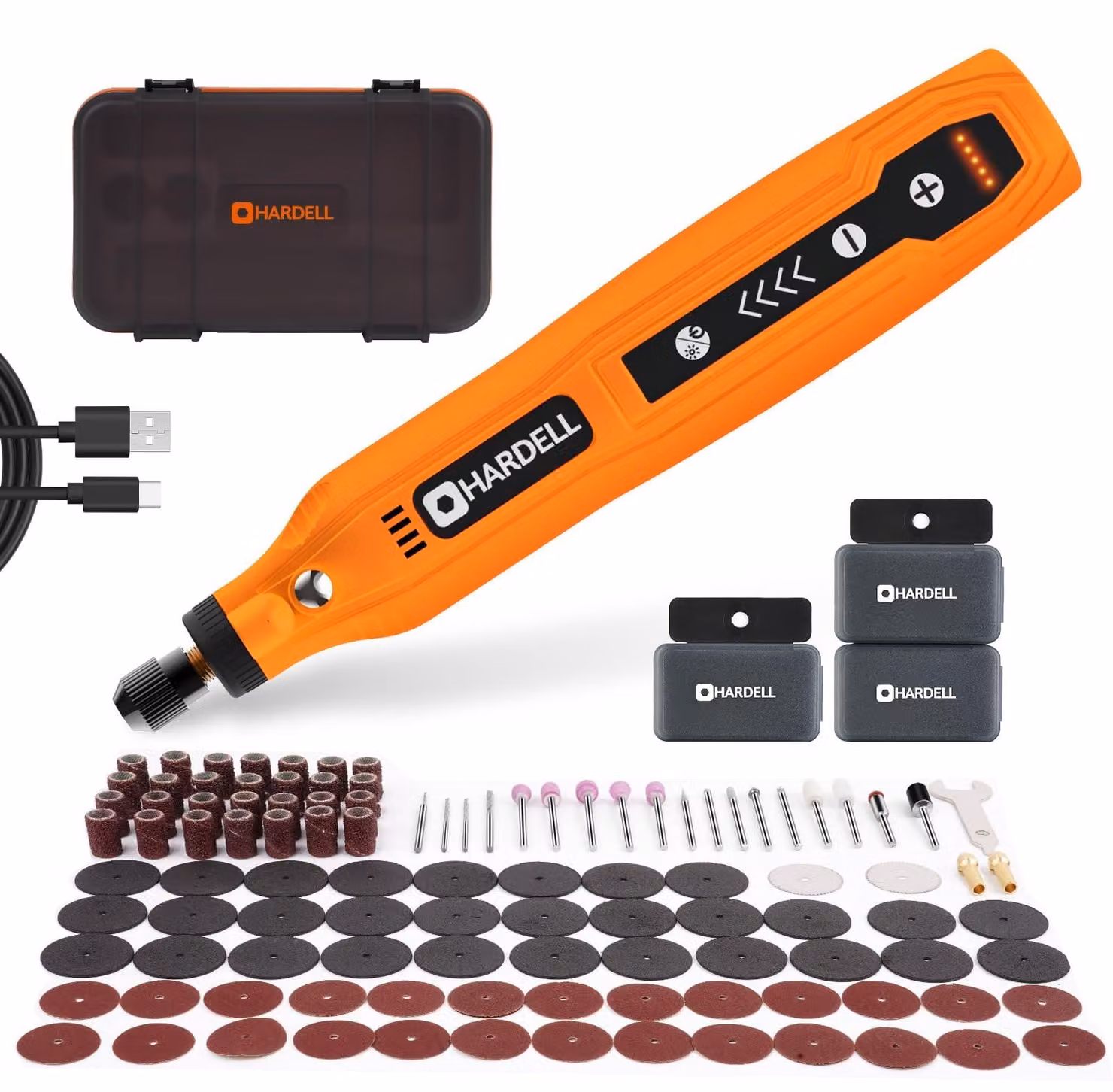 HARDELL Mini utensile rotante a batteria con LED, 5 velocità (5000-18000 giri/min)