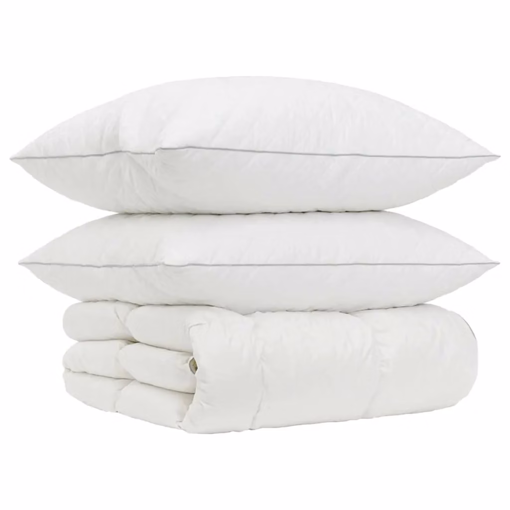 Set di 3 piumoni e cuscini vidaXL in piume d'oca e cotone bianco, traspiranti e lavabili, L/P/H: 140 x 220 cm – 2