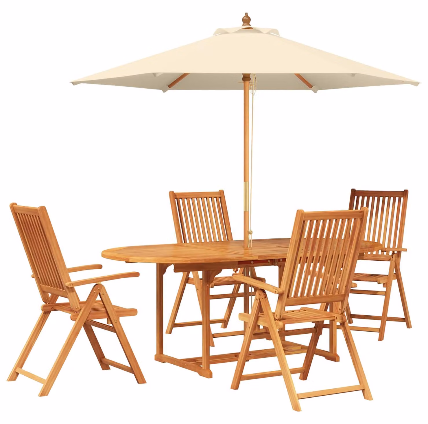 Set da esterno per giardino con ombrellone, composto da 6 sedie e un tavolo per 4 persone