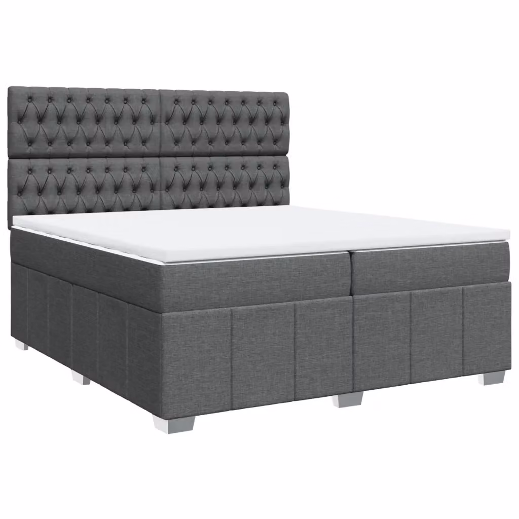 Letto Ibrido vidaXL con Giroletto a Molle e Materasso Grigio e Bianco 200 x 200 cm – 2