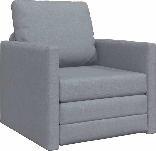 Divano letto singolo modello chair fold out moderno in tessuto grigio chiaro con braccioli – 1
