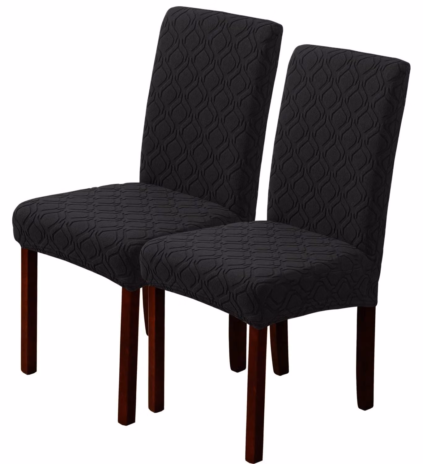 Set di 2 copri-sedia da pranzo elasticizzati - Lavabili, neri
