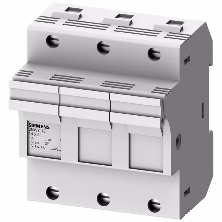 Siemens SENTRON, portafusibile cilindrico, 14x51 mm, a 3 poli, In: 50 A, Un AC: 690 ... 3NW7132