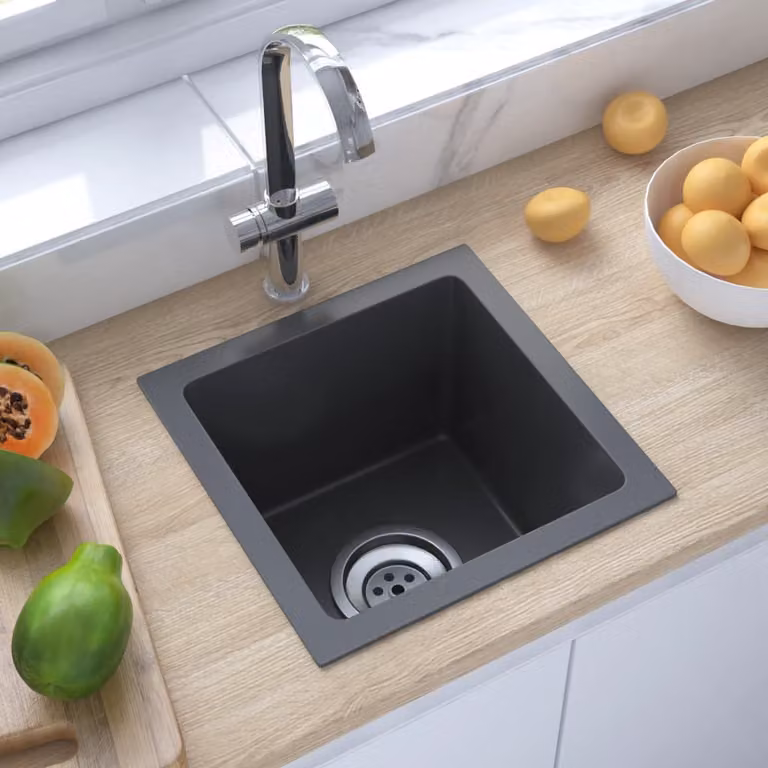 The Living Store Lavello da incasso a mano in acciaio inox nero