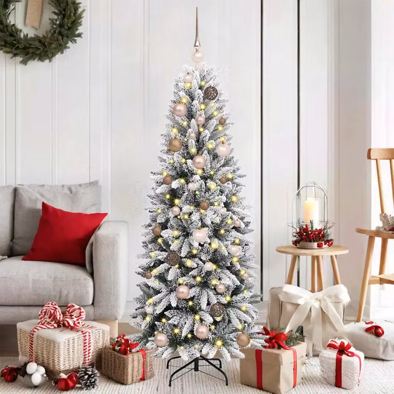 Albero di Natale artificiale vidaXL con luci LED bianco e verde, Altezza: 150 cm