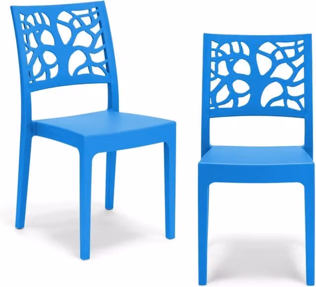 Set di 2 sedie impilabili TETI Redokasa in polipropilene, design moderno resistente ai raggi UV, colore Azzurro opaco
