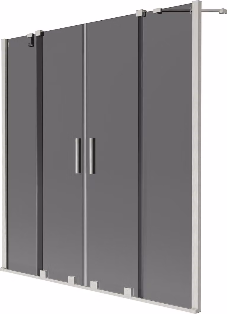 Mexen Velar Duo paratia da bagno 2 ante scorrevoli 160 x 150 cm, grafite, nichel spazzolato - 896-160-000-42-97