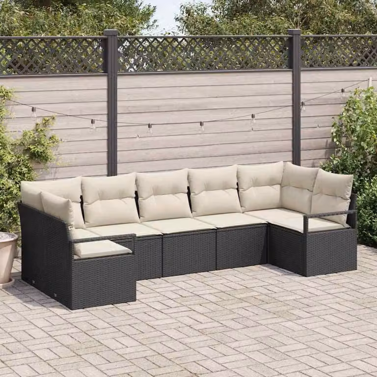 Maison Exclusive - Set Divano da Giardino 7 pcs Nero Poly Rattan
