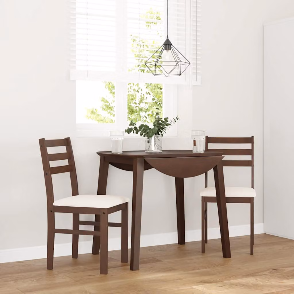 Set di 2 sedie da pranzo vidaXL in legno di hevea marrone con cuscini