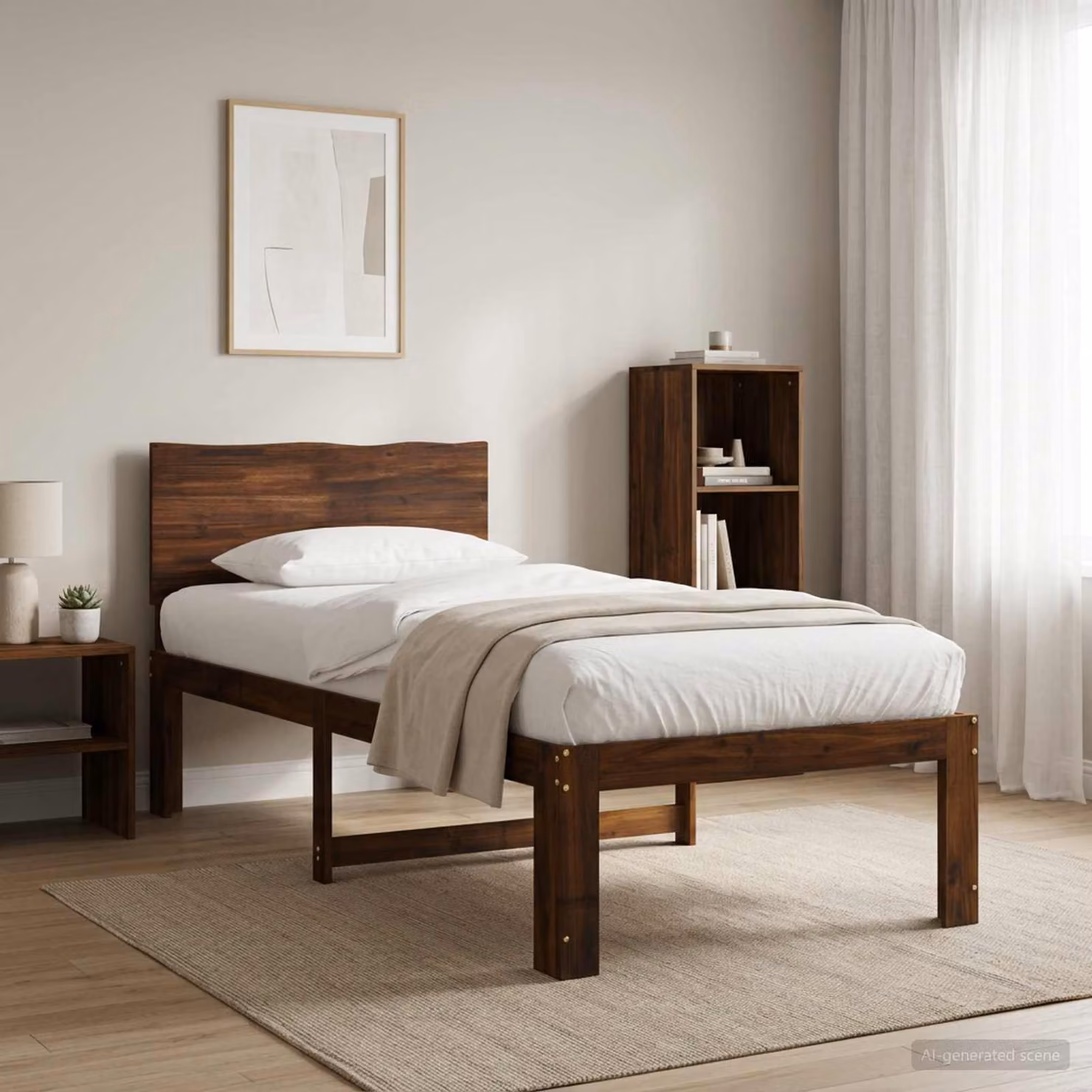 Letto Singolo con Testiera vidaXL ROSTOCK in Legno di Acacia Marrone Scuro L/P/H: 190 x 90 x 81 cm