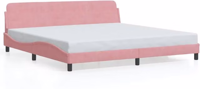 Letto matrimoniale | Letto per adulti | Giroletto Dover Rosa 200x200 cm in Velluto