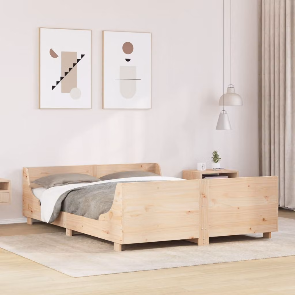 Letto senza materasso vidaXL in legno massello di pino marrone L: 160 cm, P: 200 cm