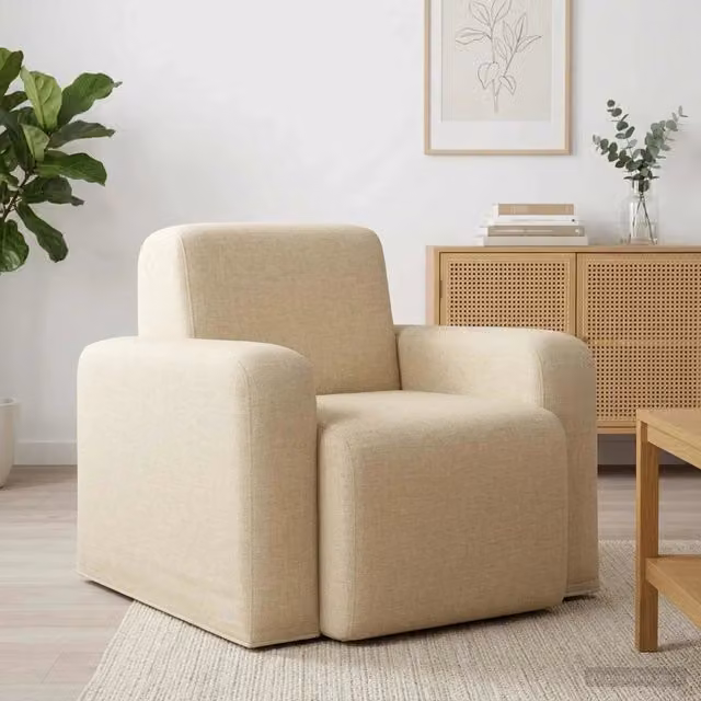 Poltrona-Poltroncina-Divano Sedia Crema Tessuto 227829