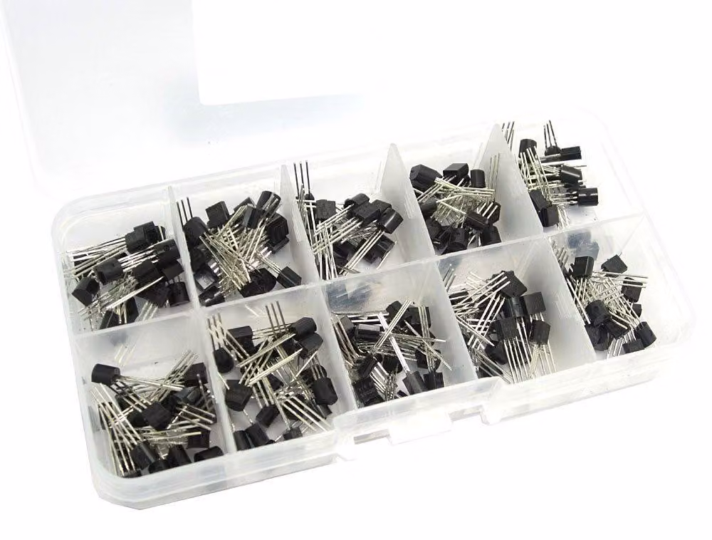 Kit di transistor, 200 pezzi, 10 valori diversi, modelli BC327–BC558, tipo TO-92
