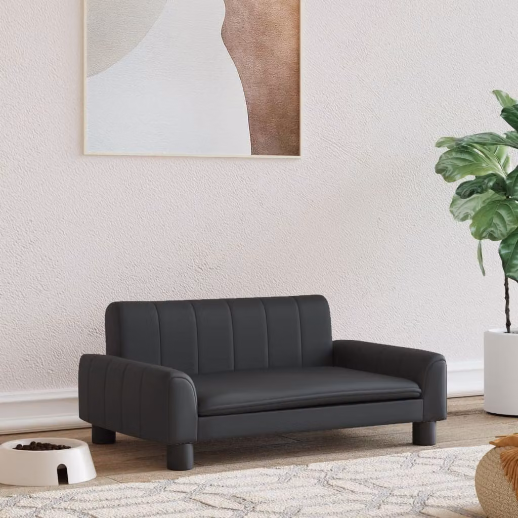 The Living Store Letto per cani nero 70x45x30 cm Similcuoio