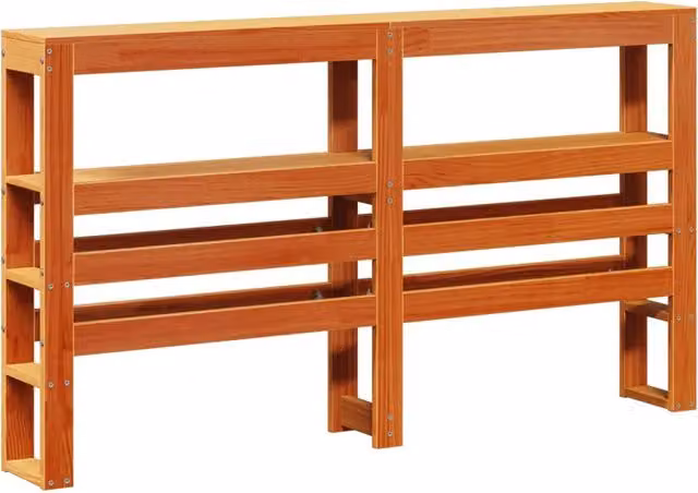 Testiera con ripiani integrati in legno massello di pino color marrone cera DESIGN IN, L: 150 cm, H: 82 cm, P: 19 cm