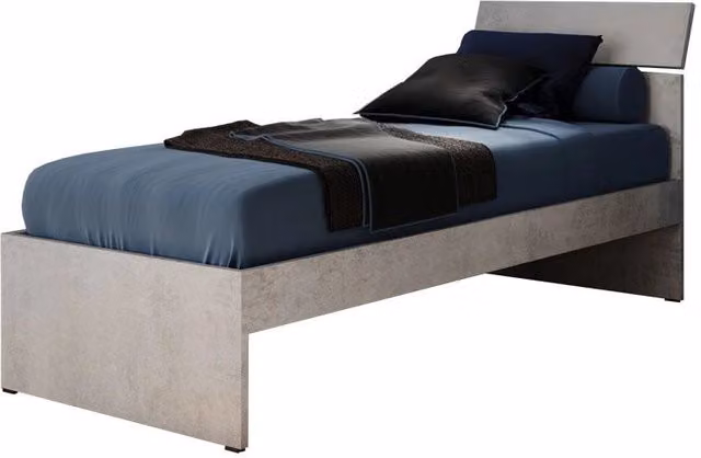 Letto singolo moderno IPERBRIKO in tessuto grigio L: 85 cm, P: 205 cm, H: 98 cm